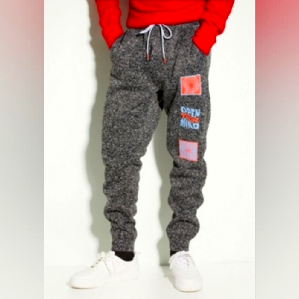 Men's Gray Space Dye Graphic Joggers
